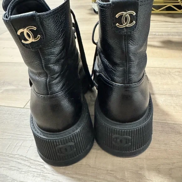 CHANEL Black Combat Boots - Picture 3 of 4